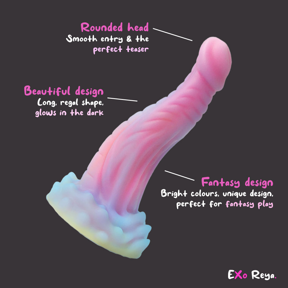 Pink Dragon Dildo 9", Glow