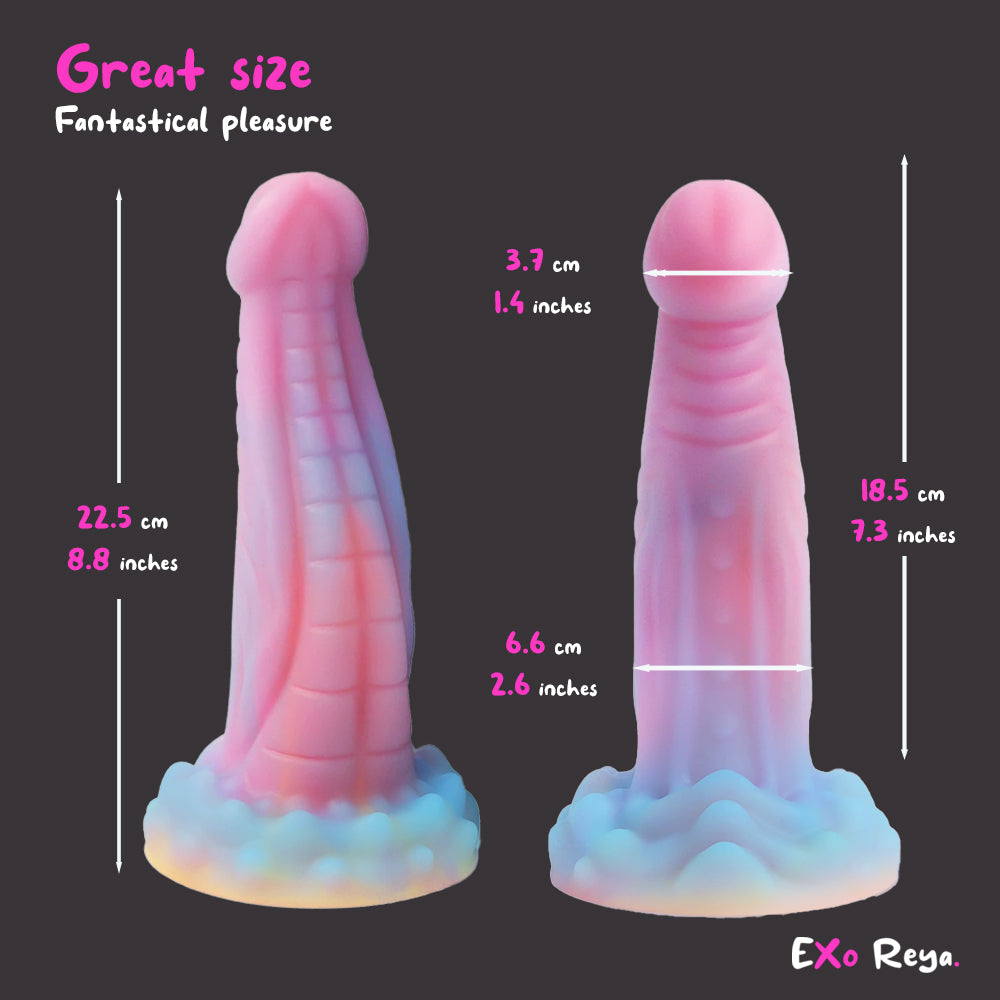 Pink Dragon Dildo 9", Glow