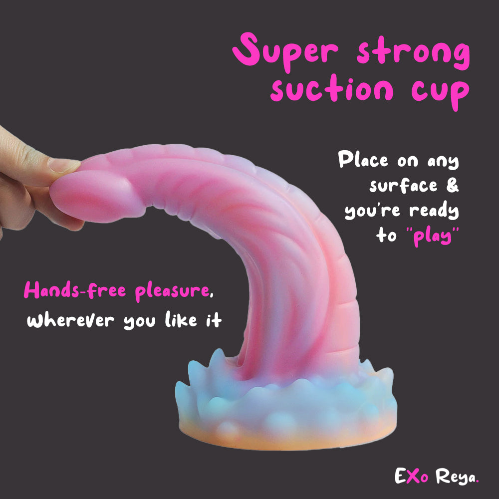 Pink Dragon Dildo 9", Glow