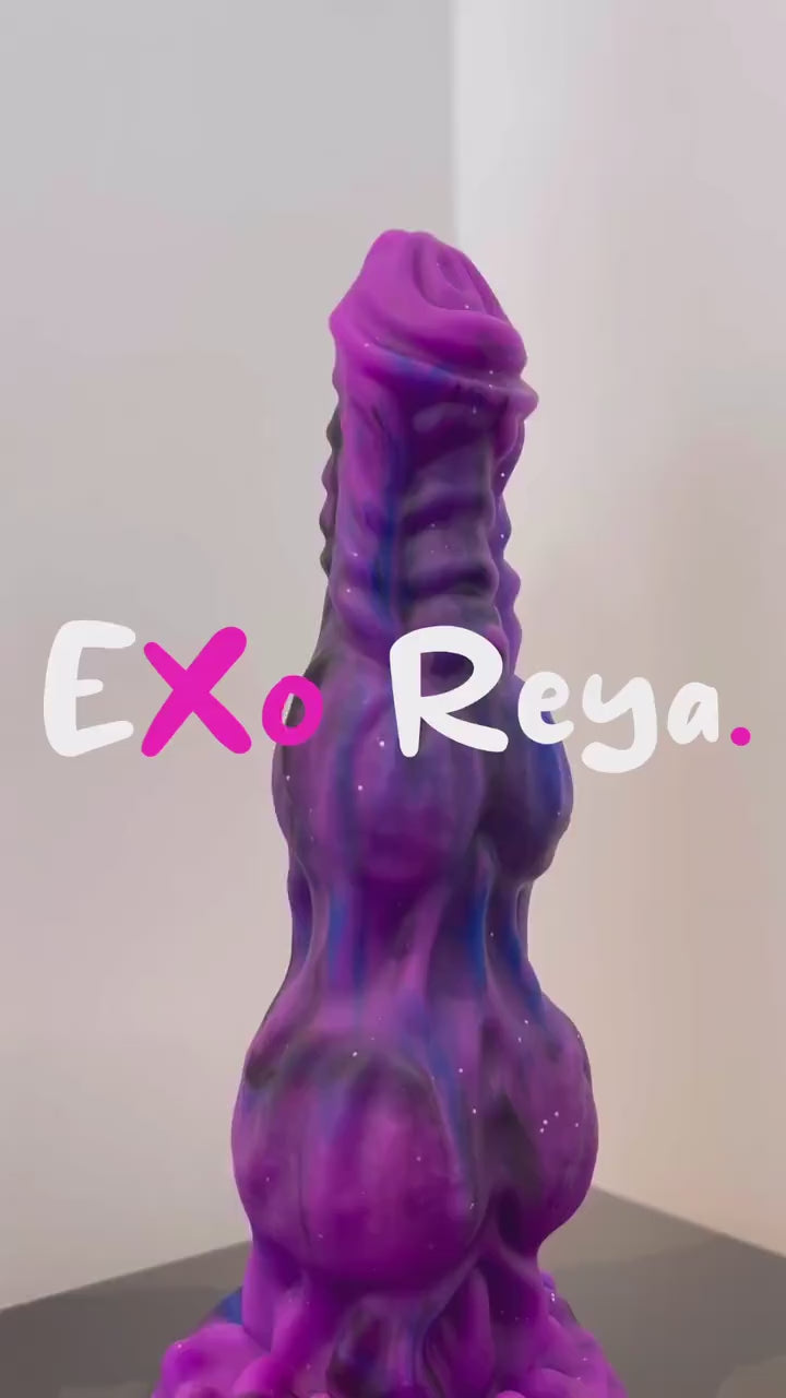 Purple horse dildo with two big knots by Exo Reya