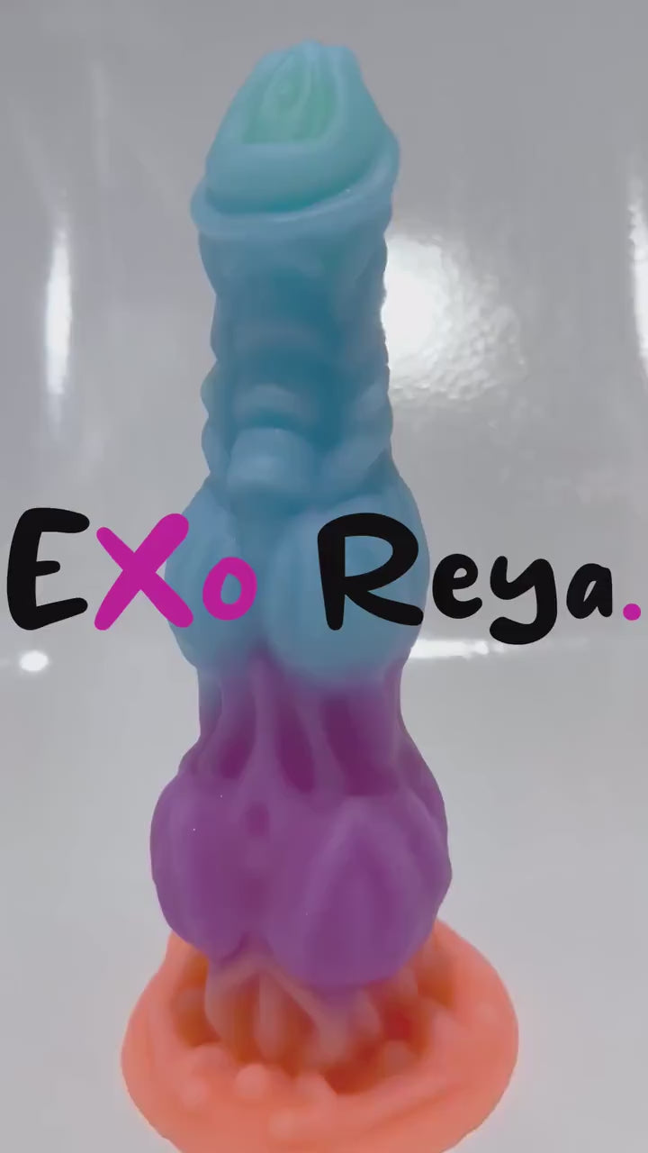 Glow in the dark horse dildo with two knots by Exo Reya