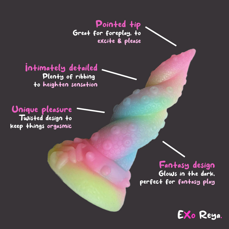 Rainbow Tentacle Dildo 7", Glow